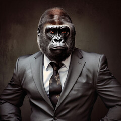 gorilla as businessman in suit