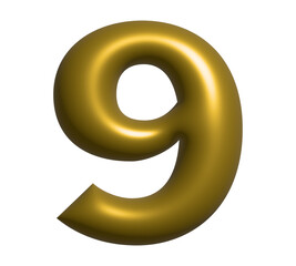 gold Balloon Numbers (Rendering), isolated on a white background
