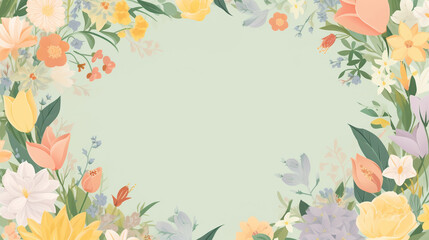 Fototapeta na wymiar Floral frame for wedding invitation. Generative AI