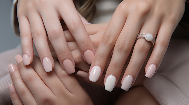 Perfect nail polish manicure on woman's fingers. Generative AI