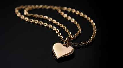 Gold plated heart charm necklace. Generative AI