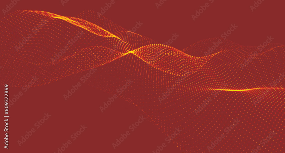 Poster abstract digital wave of particles. futuristic point wave. technology background vector. 3d renderin
