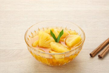 Setup Nanas, Indonesian traditional dessert made from pineapple, palm sugar, cinnamon, pandan leaves and cloves. 
