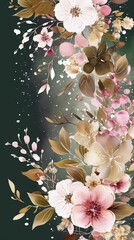 Fototapeta na wymiar Watercolor floral wallpaper background in pastel colors. Generative AI