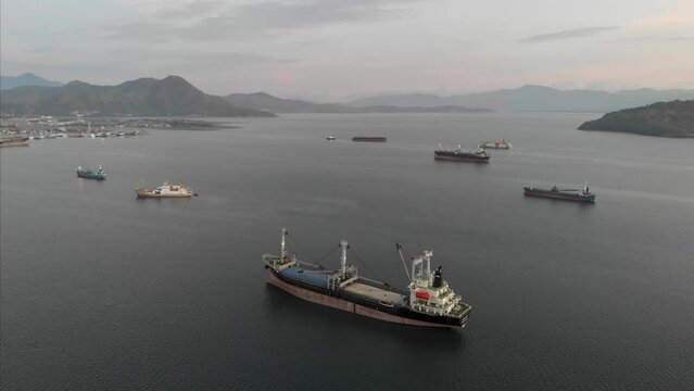 Dusk view around Bima Harbour, Bima from drone perspective 2020
