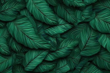 Naklejka na ściany i meble tropical leaf pattern tropical leaf pattern green leaves in the wild pattern pattern tropical leaves. Generative AI