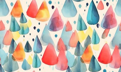 raindrops of pastel colors painted in watercolor style seamless pattern
