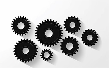 Black gears on white background. Generative AI technology.