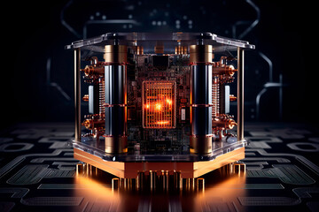 Quantum computer processor, ai generated