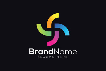 Colorful tech logo design template