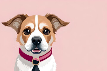  Doggy Delight, cute dog, Soft Pink Background