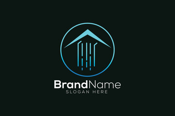 Colorful falls and home logo design template