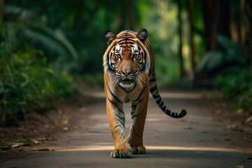 Amazing Bengal tiger in the nature wildlife forest, Tiger in wildlife realistic photography made with generative ai technology - obrazy, fototapety, plakaty