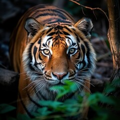 Fototapeta na wymiar Amazing Bengal tiger in the nature wildlife forest, Tiger in wildlife realistic photography made with generative ai technology