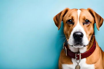 golden retriever on Light Blue Background