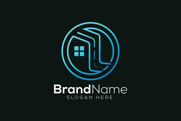 Colorful falls and home logo design template