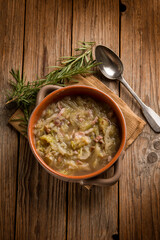 cabbage soup with bacon and rosemary