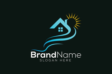 Colorful falls and home logo design template