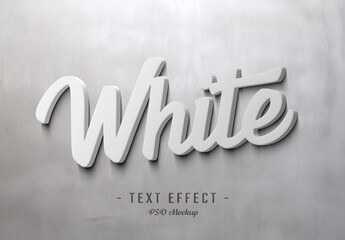 White Text Effect Mockup with 3D Soft Shadow