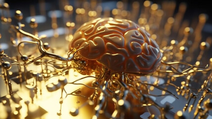 Brain chip concept created with ai generative tools