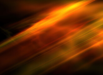Abstract background Golden orange light beams on a pitch black background.