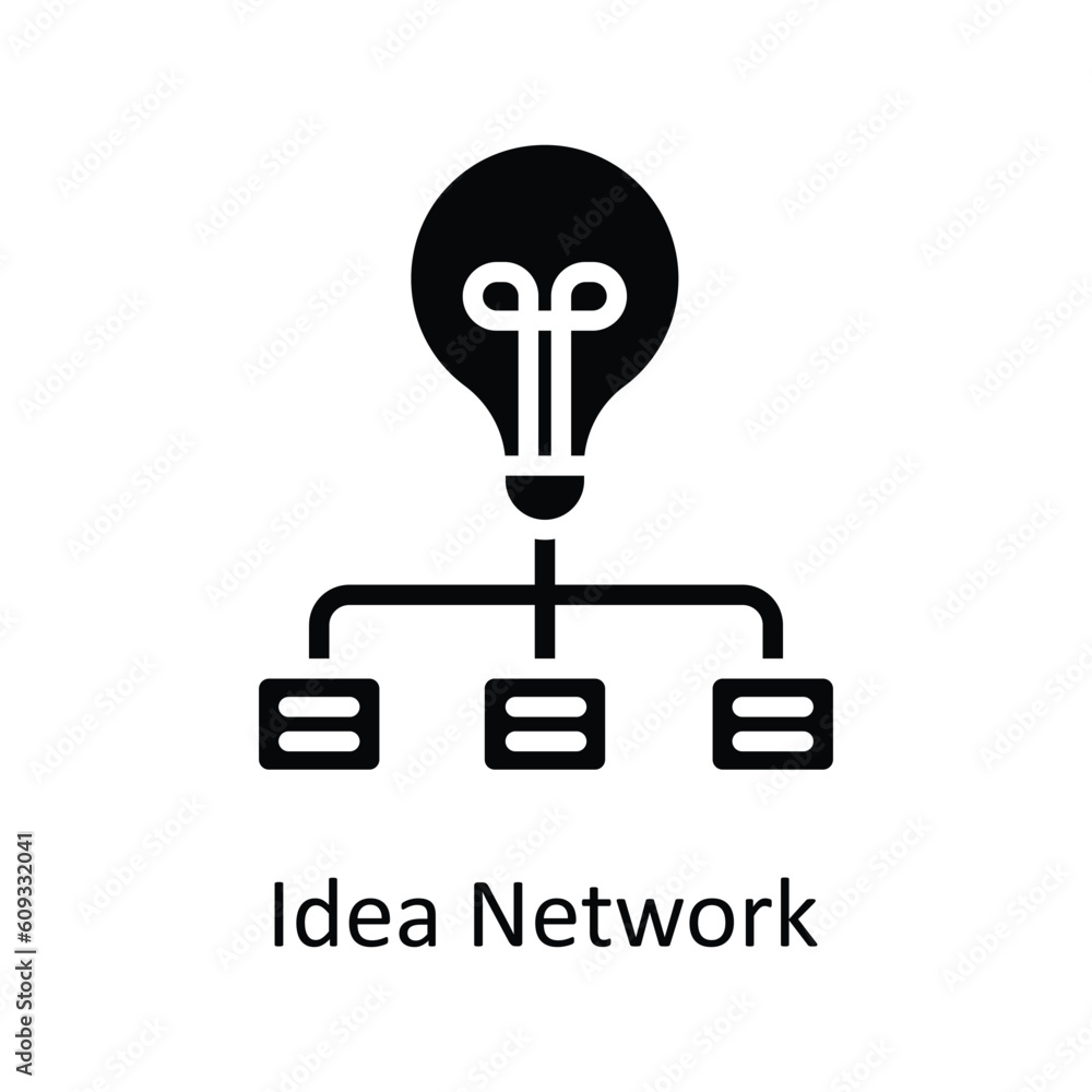 Aufkleber idea network vector solid icon design illustration. digital marketing symbol on white background eps