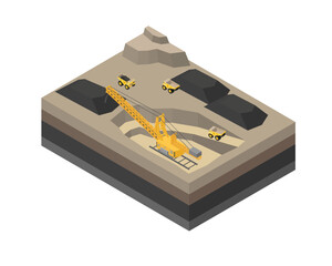 coal yard, coal mine with isometric graphic