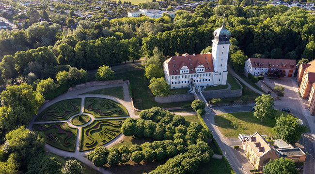 aerial view of the Baroque castle Delitzsch in east germany