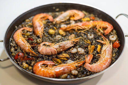 arroz negro con gambones