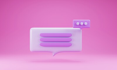 3d rendering bubble chat icon isolated on pink background. 3d illustration