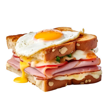 Breakfast sandwich, high resolution without background, suitable for advertising banners, image generated by Ai