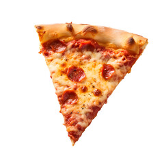 Pizza slice with salami, high resolution without background, suitable for advertising banners, image generated by Ai
