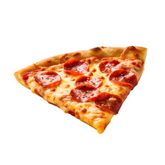 Pizza slice with salami, high resolution without background, suitable for advertising banners, image generated by Ai