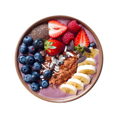 Smoothie bowl with fruit, high resolution without background, suitable for advertising banners, image generated by Ai