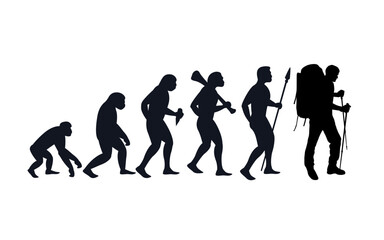 Fototapeta na wymiar Evolution from primate to traveler