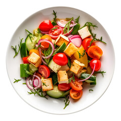 Vegetable salad with tofu, high resolution without background, suitable for advertising banners, image generated by Ai