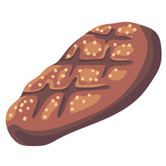 Rye bread vector cartoon illustration isolated on a white background.