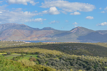 Obraz premium Ildir valley view from Erythrai antique ruins in Cesme (Izmir province, Turkey)