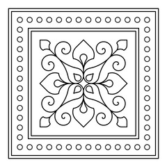 Line art geometric drawing. Decorative linear design for greeting cards, wedding invitations, coloring books. Arabesque. Mandala. Vector illustrations in oriental style. Easy to edit color and lines.