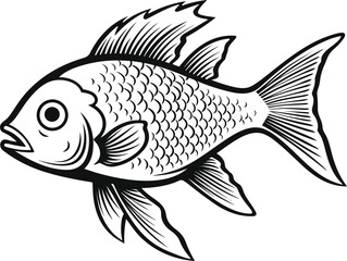 fish, colouring book for kids, vector illustration	