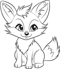 Fox, colouring book for kids, vector illustration