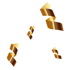 A serpentine  golden (сonfetti, golden ribbon) white background