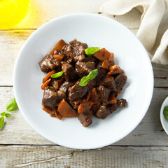 Traditional beef ragout with vegetables