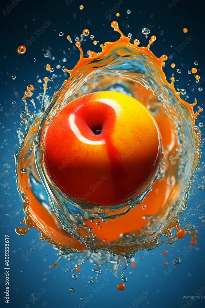 Aufkleber An vibrant image of a Persimmon splashed in bright paint, symbolizing freshness and health.  Generative AI technology.