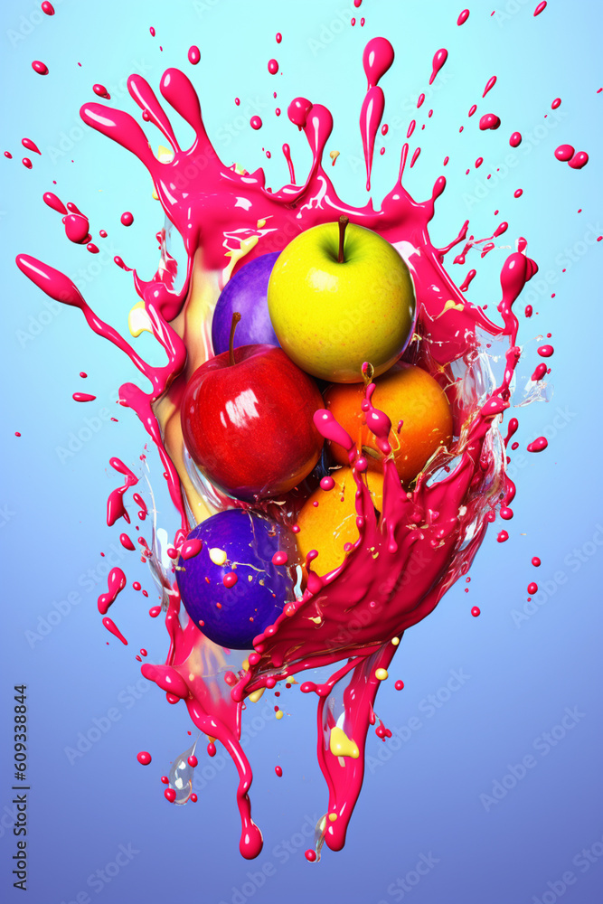 Aufkleber An vibrant image of a Date splashed in bright paint, symbolizing freshness and health.  Generative AI technology.