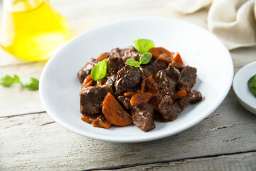 Traditional beef ragout with vegetables