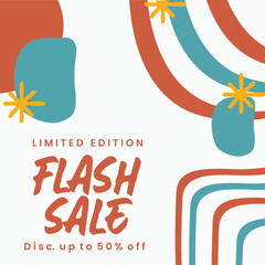 Flash Sale minimalist square banner template. Suitable for social media posts, flyer,backgroud and web internet ads