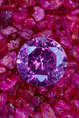 purple amethyst placed on a pile of raw granit gemstones.jewelry are lovely present for valentine...