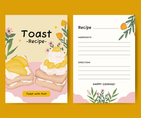 Recipe card template design with food vector illustration