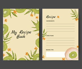 Recipe card design template with food and fruit illustration